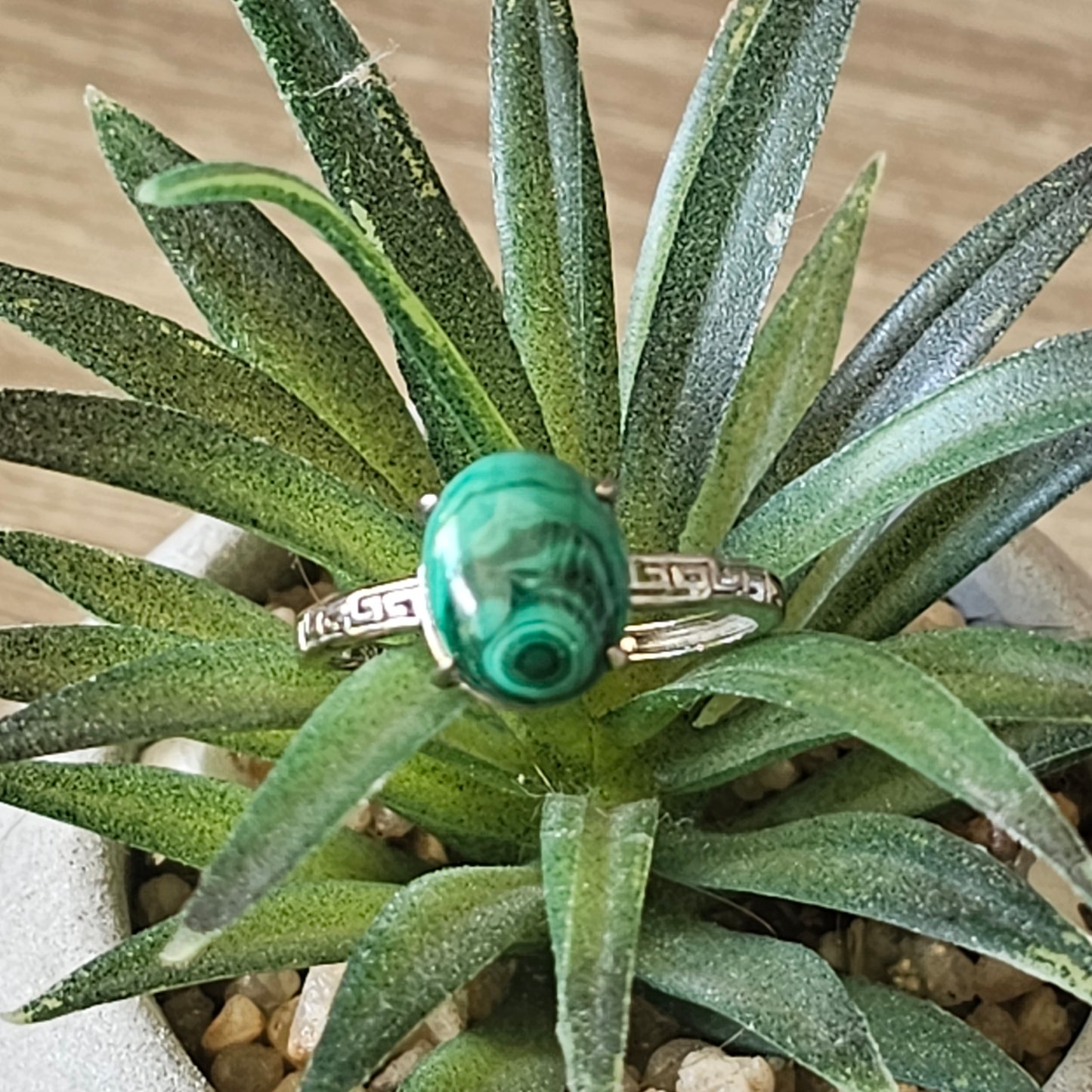 Malakiitti hopeasormus, säädettävä