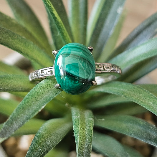 Malakiitti hopeasormus, säädettävä